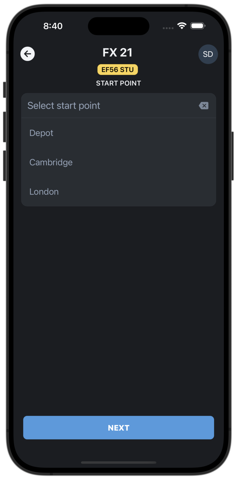 Start point input